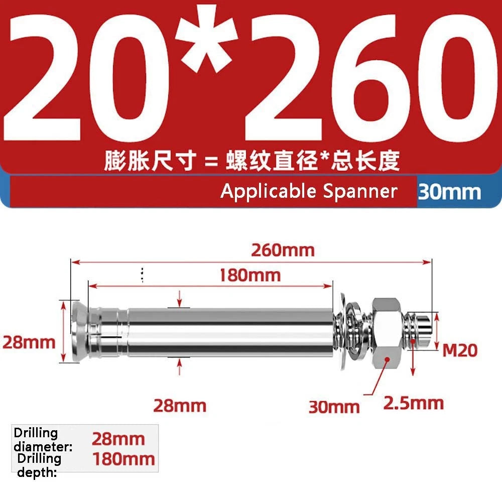 Stainless Steel Expansion Anchor Bolts — M8 to M20, 201 & 304, A/B Type