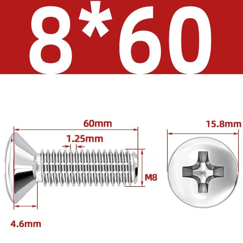 Phillips Oval Head Machine Screws Stainless Steel — M1.6 to M10, All Sizes - HomeDIYer