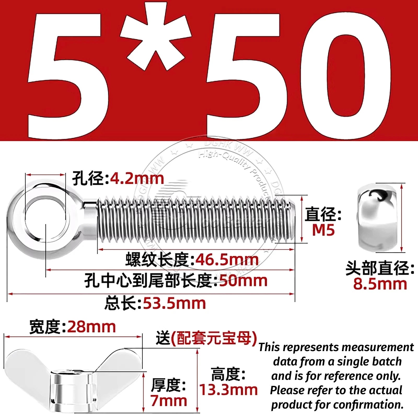 Eye Bolts with Nut — Forged Stainless Steel Threaded Ring Hanging Screws