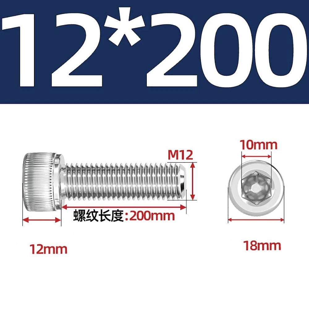 Socket Head Cap Screws – A2 Stainless Steel, M6 to M24, Hex Drive (DIN 912)