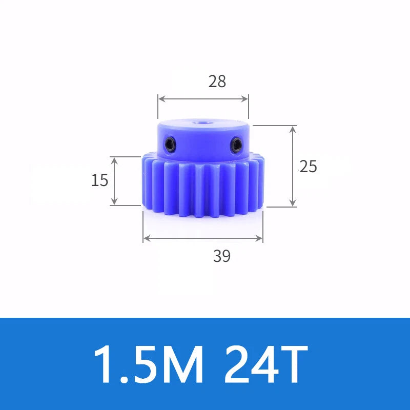 Blue Nylon Spur Gears 1/1.5/2/3Mod Transmission Gear 12-60T With Step Motor Gear