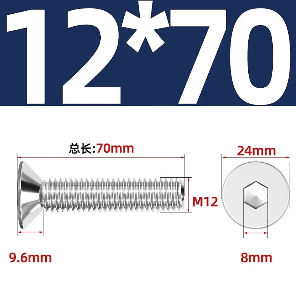 Countersunk Hex Socket Screws – A2 Stainless Steel, M2 to M16, DIN 7991, Fully Threaded