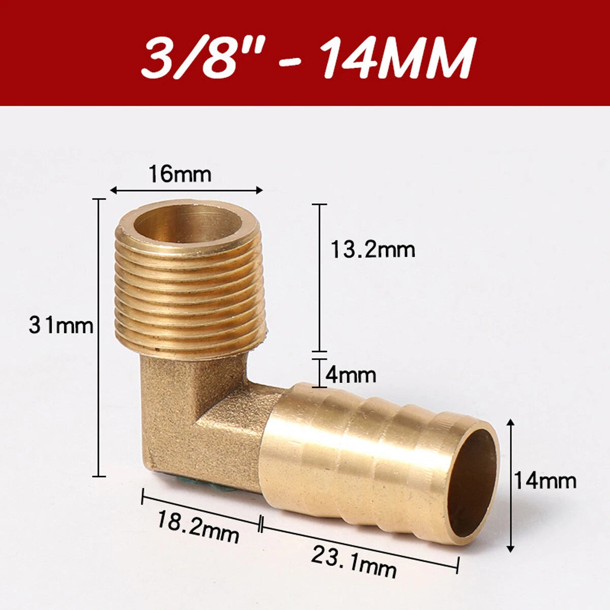 Brass 90° Elbow Barbed Hose Tail Fitting — Male & Female NPT Thread, Air Water