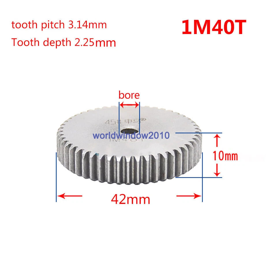 45# Steel Spur Gear 1M12T-1M100T Metal Mod 1 Pinion Gear 12-100 Tooth Moter Gear