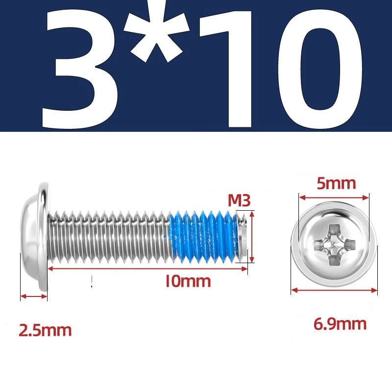 A2 Stainless Steel Phillips Flanged Button Head Machine Screws — M2 to M6, Built - In Washer Face - HomeDIYer