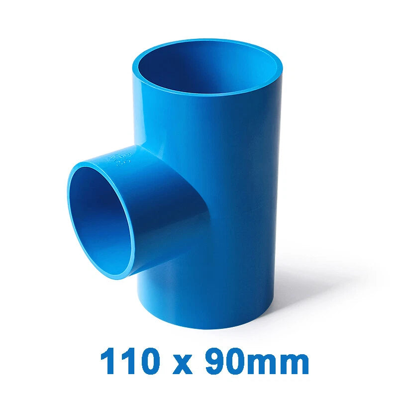 PVC Reducing Tee Pipe & Fittings Solvent Weld Pressure Adapter Connector Blue