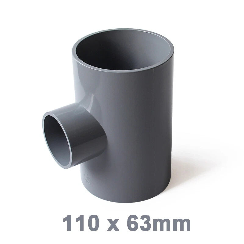 PVC Reducing Tee Pipe & Fittings Solvent Weld Pressure Adapter Connector Grey