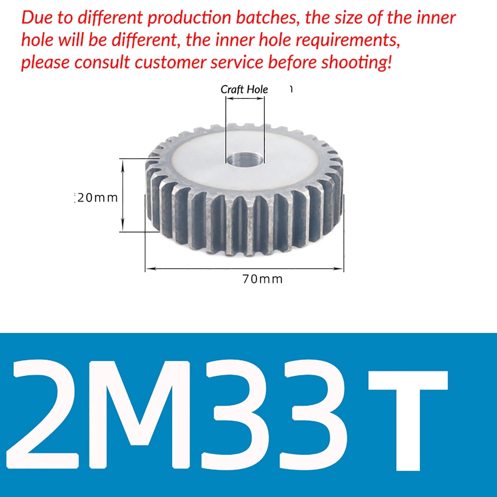 Mod 2 45# Steel Spur Gears Pinion Gear Thickn 20mm 10T - 100T Transmission Gear