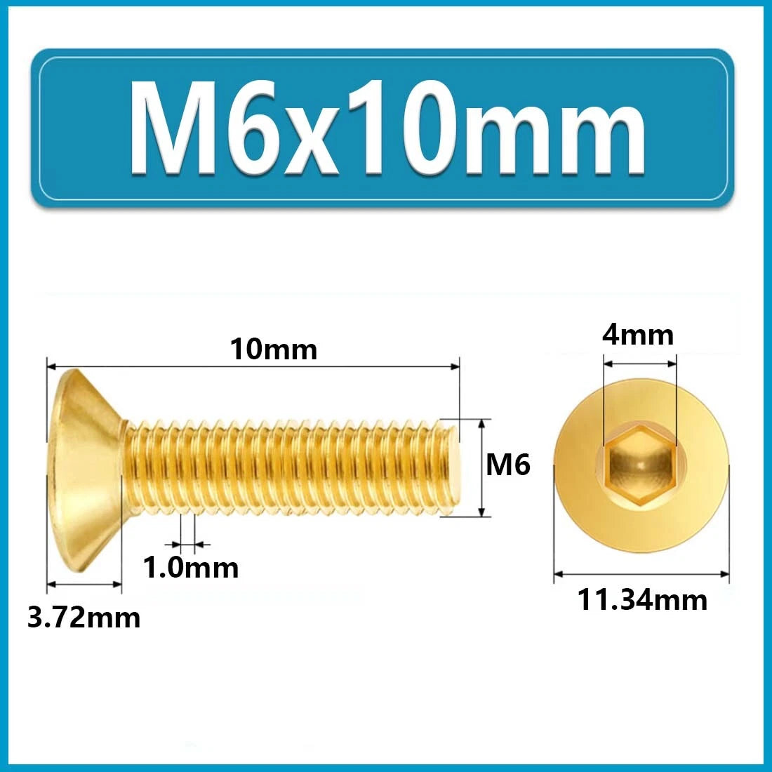 Solid Brass Hex Socket Countersunk Machine Screws – M3 to M12, Allen Drive, Flat Head (8–50mm)