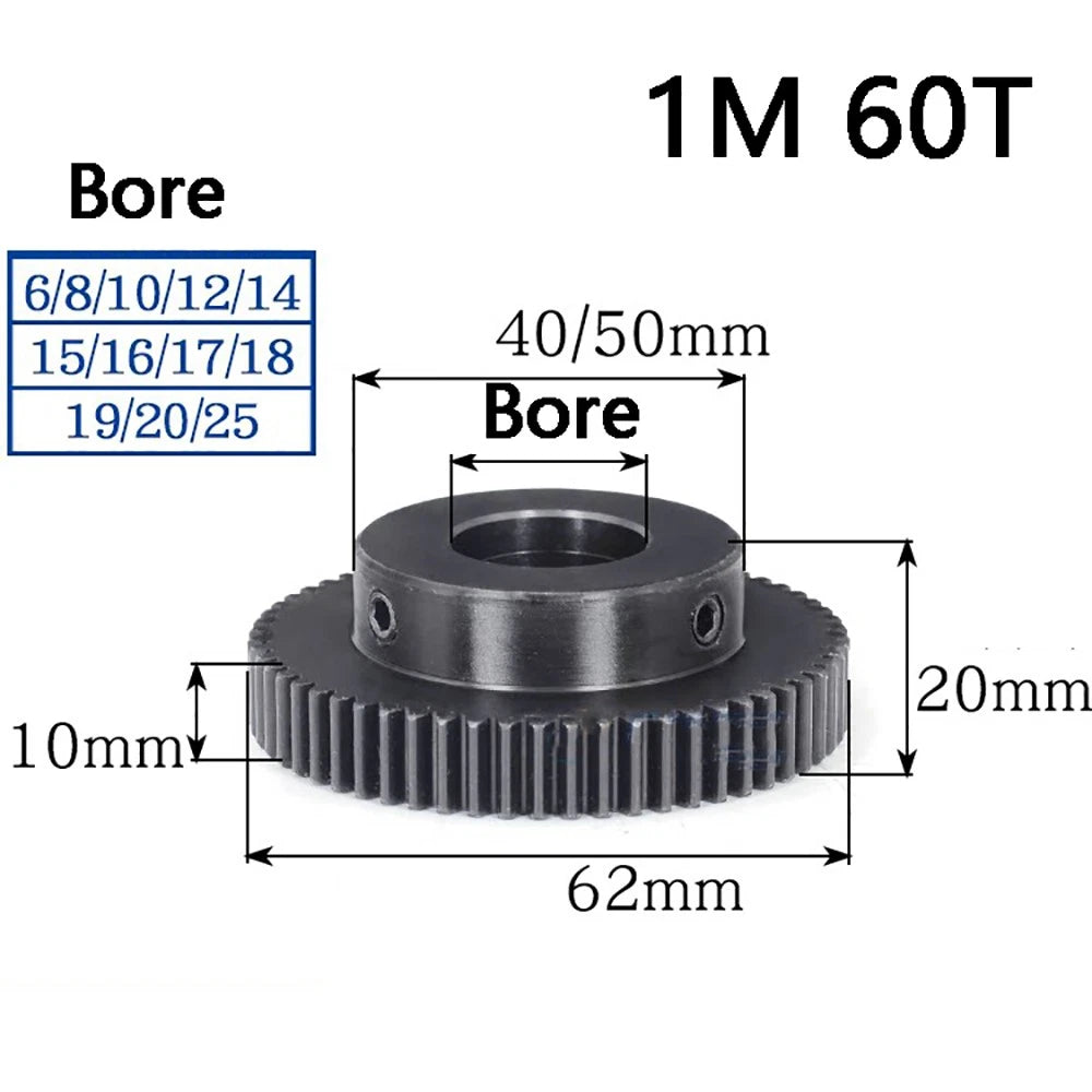 1 Mod 10T-100T Precision Spur Pinion Gear With Step 45# Steel Motor Gear x 1Pcs