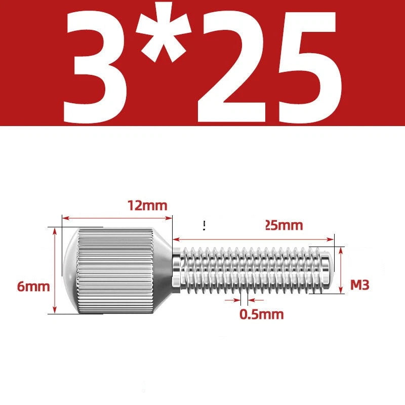 Knurled Thumb Screws – 304 Stainless Steel Small Head Thumbscrew Bolts M2–M8
