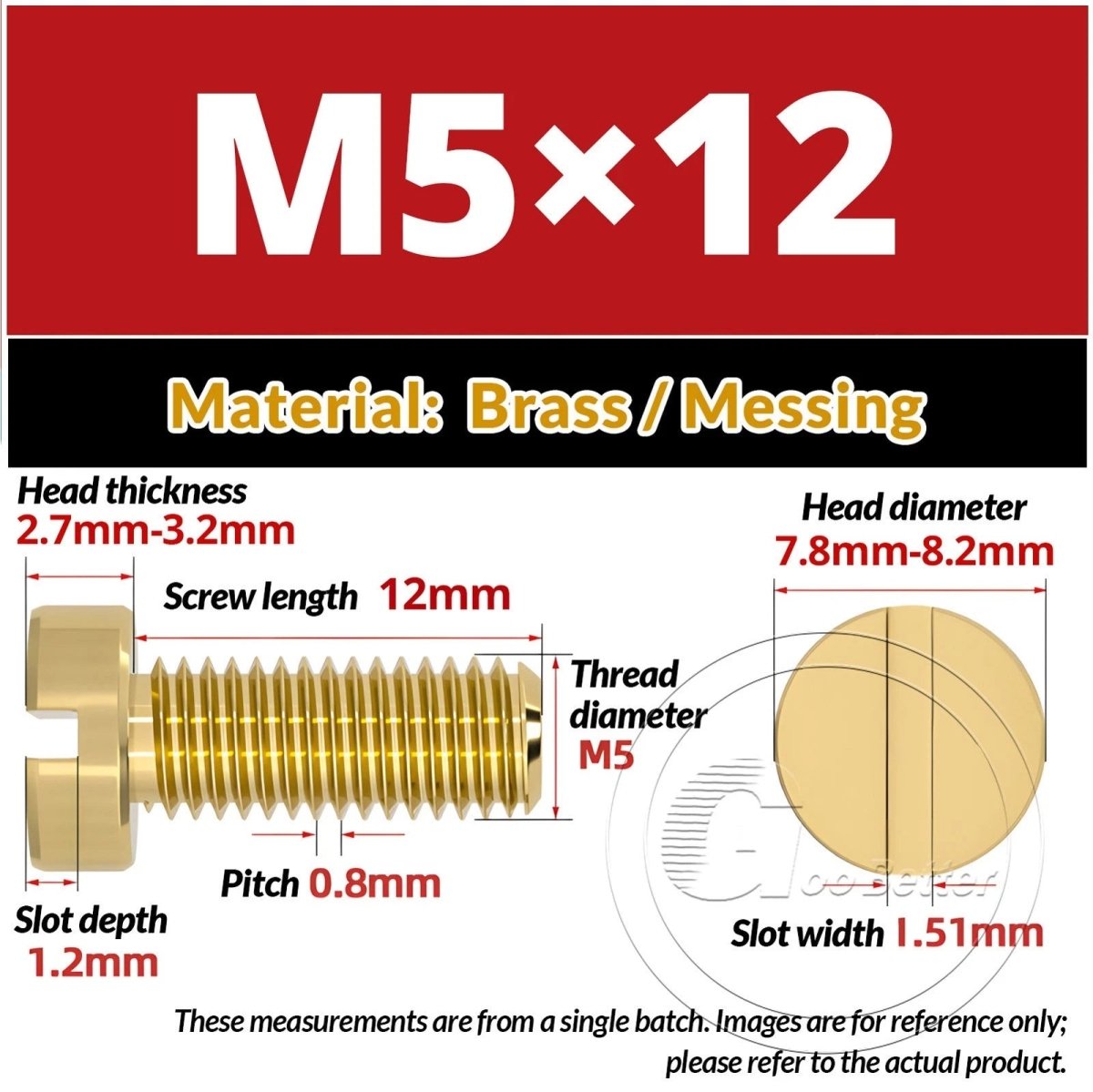 Brass Slotted Pan Head Machine Screws — M2 to M10, Multiple Lengths - HomeDIYer