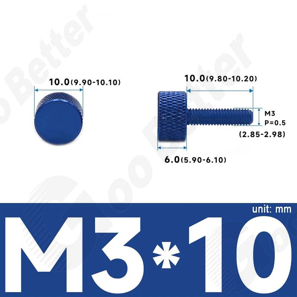M3 M4 Knurled Thumb Screws – Aluminum Alloy Flat Head Hand Knob Bolts