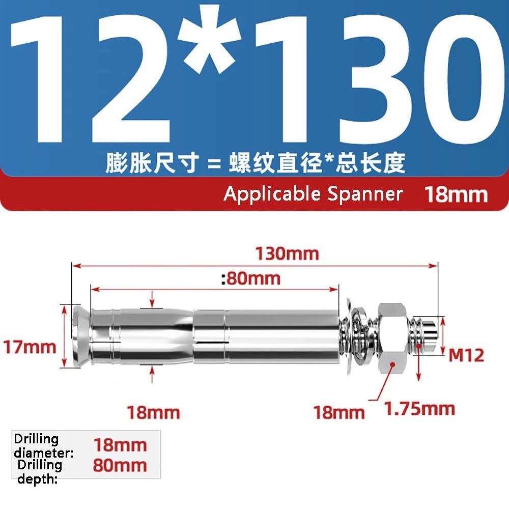 Stainless Steel Expansion Anchor Bolts — M8 to M20, 201 & 304, A/B Type