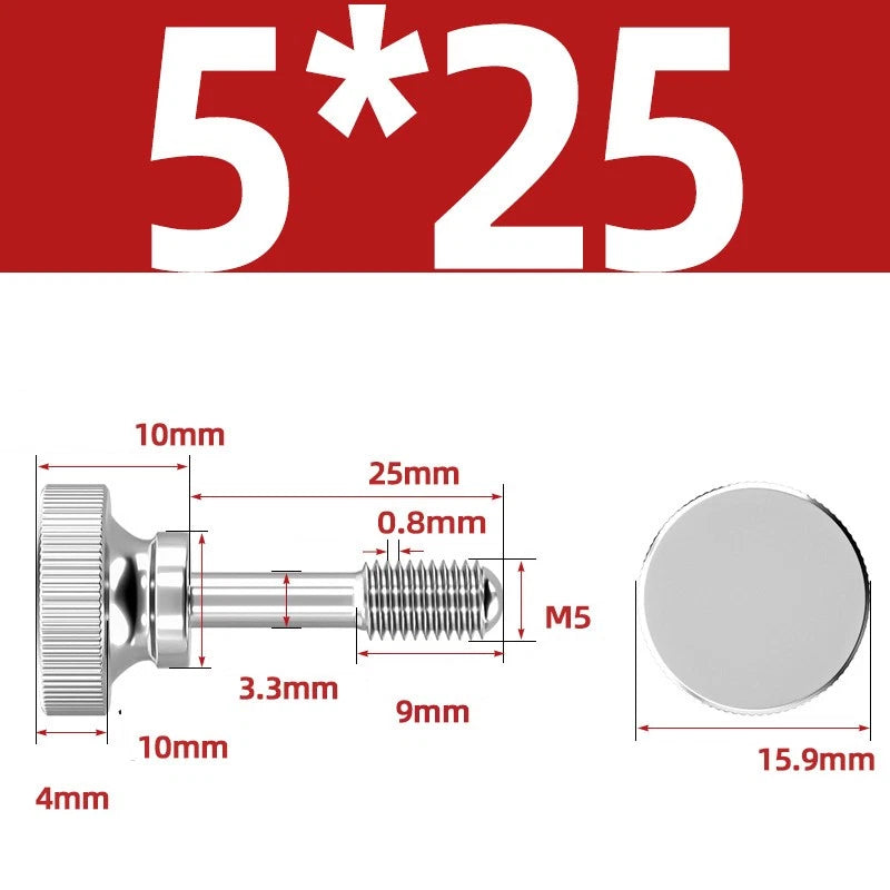 Knurled Thumb Screws Stainless Steel — M2 M2.5 M3 M4 M5 M6 M8 M10 Hand Knob Bolts
