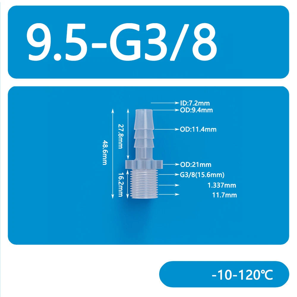 BSP Metric Male Thread Plastic Hose Connector — Straight Barbed Joiner (PP/PE, 1/8" to 3/4")