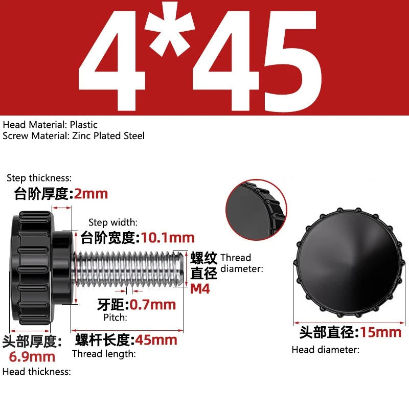 M3-M8 A2/304 Stainless Steel Plastic Knob Thumb Screws Hand Twist DIY Machinery