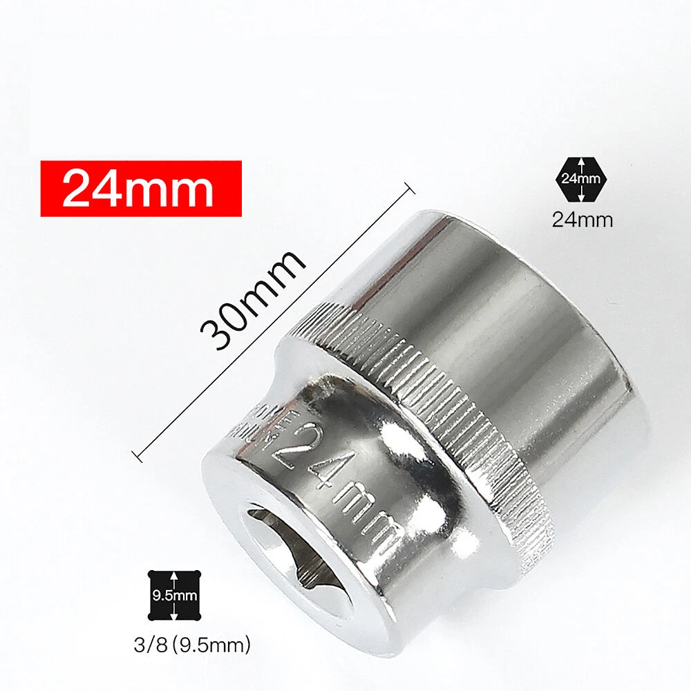 3/8" 6mm-24mm Hex Socket Drive Screwdriver Drill Set Ratchet Wrench Adapter Rod