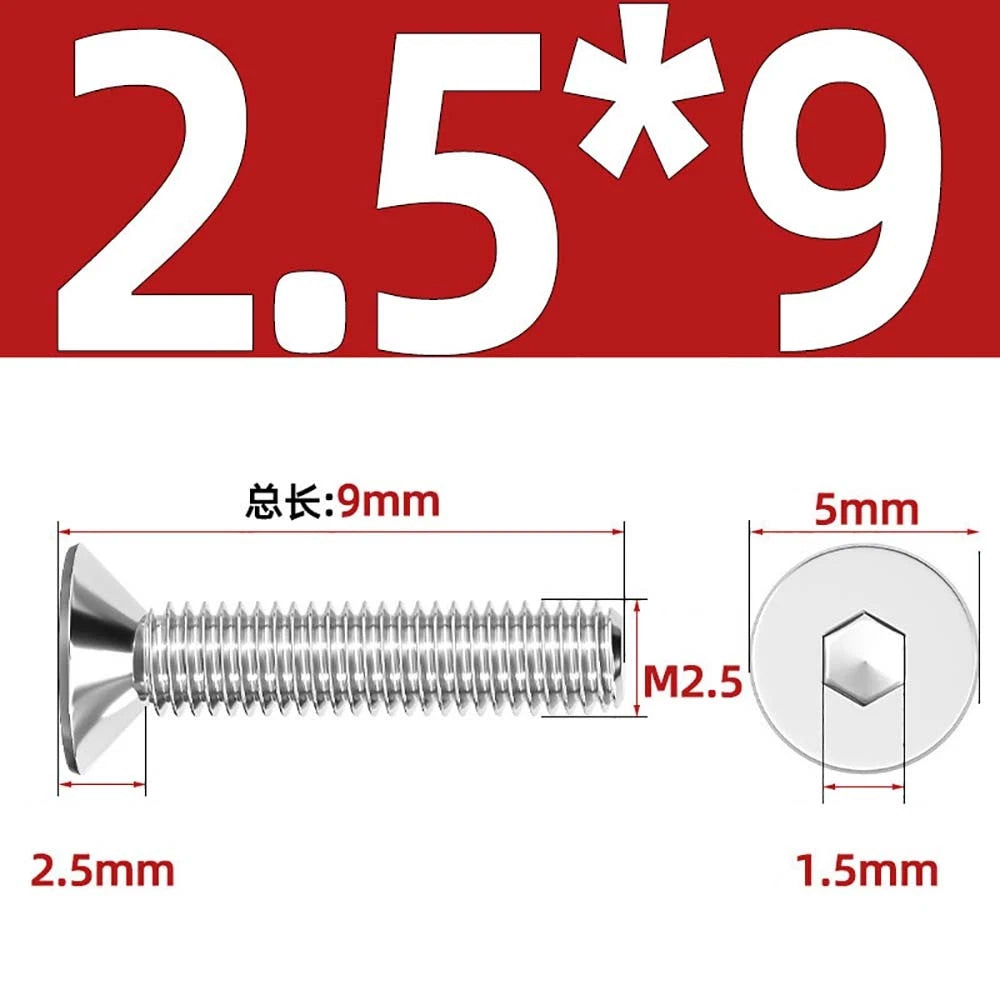 Countersunk Hex Socket Screws – A2 Stainless Steel, M2 to M16, DIN 7991, Fully Threaded