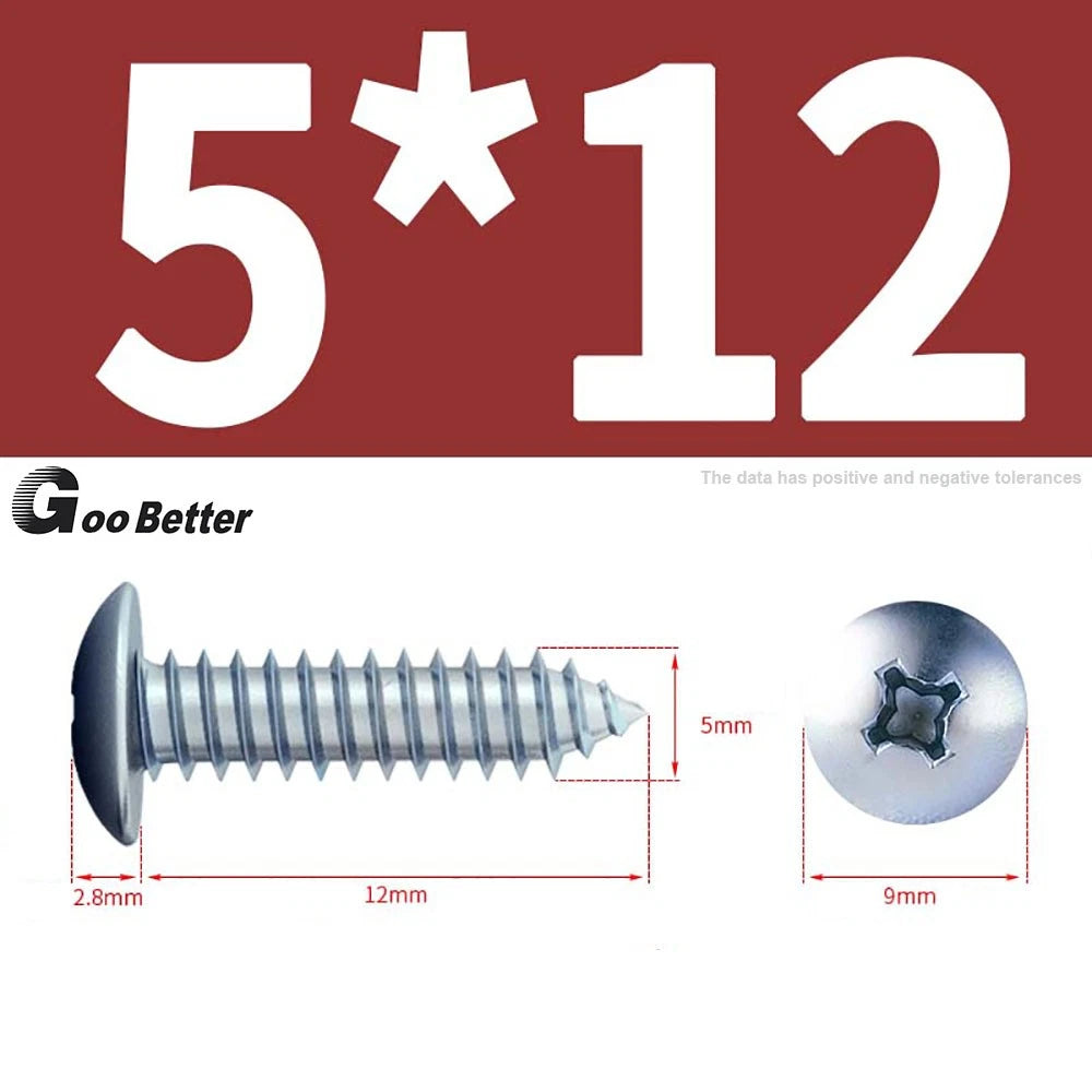 M3 M4 M5 M6 Pan Head Self Tapping Screws – Zinc Plated Carbon Steel