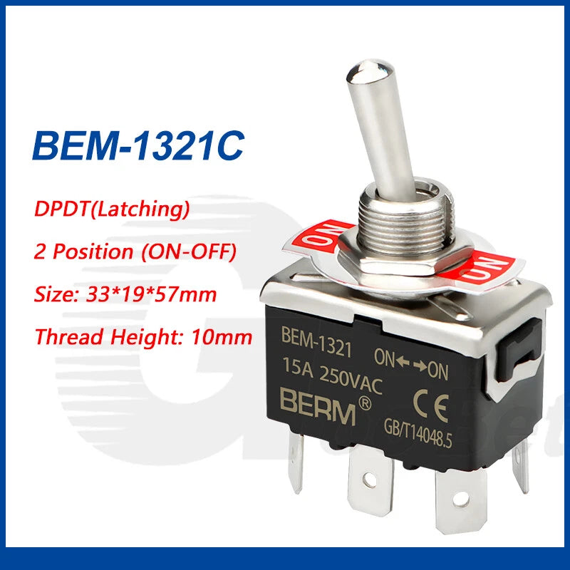 Toggle Switch SPST SPDT DPST DPDT 250V AC 15A — E-TEN & BEM Series with Waterproof Cover