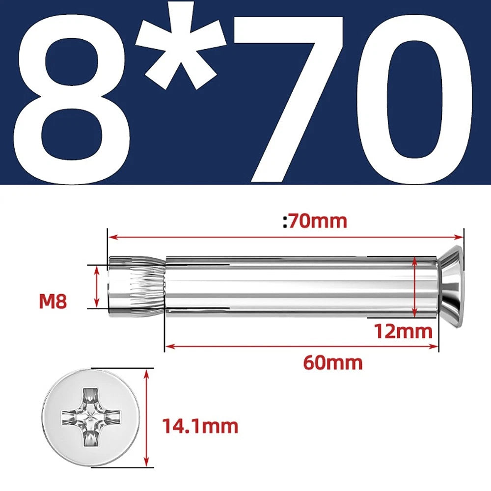 Sleeve Anchor Countersunk Phillips Expansion Bolts M6–M12 | 304/201 SS & Zinc
