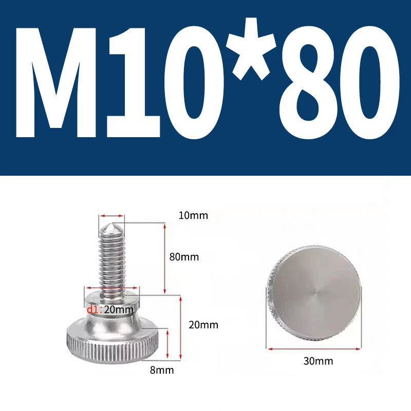 Knurled Thumb Screws Flat Round Head Grip Knob Adjustment Stainless Steel M8 M10