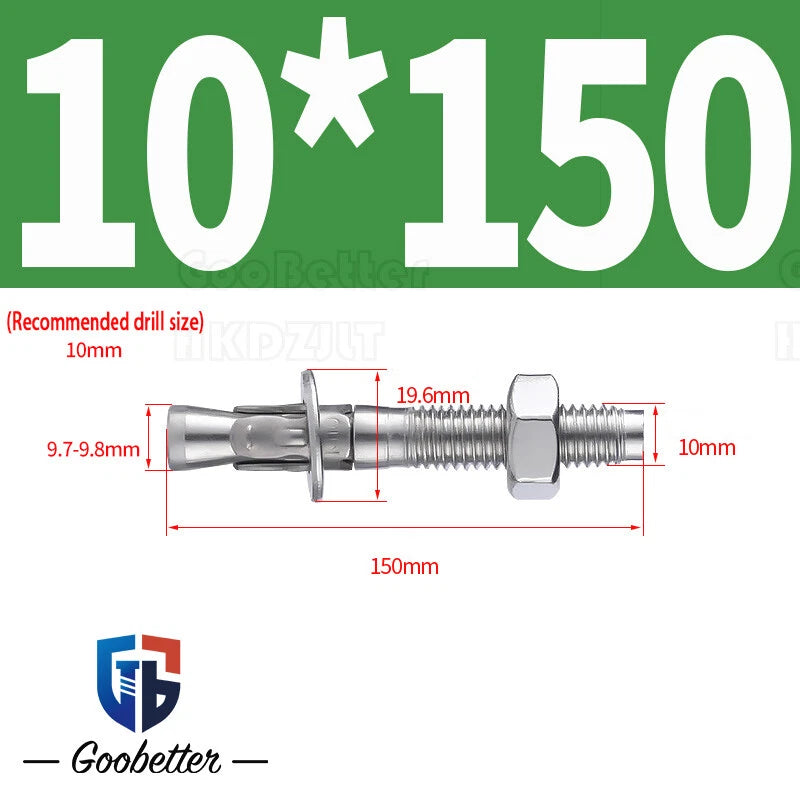 Stainless Steel Through Anchor Bolts — M6 M8 M10 M12 M16 Expansion Bolt