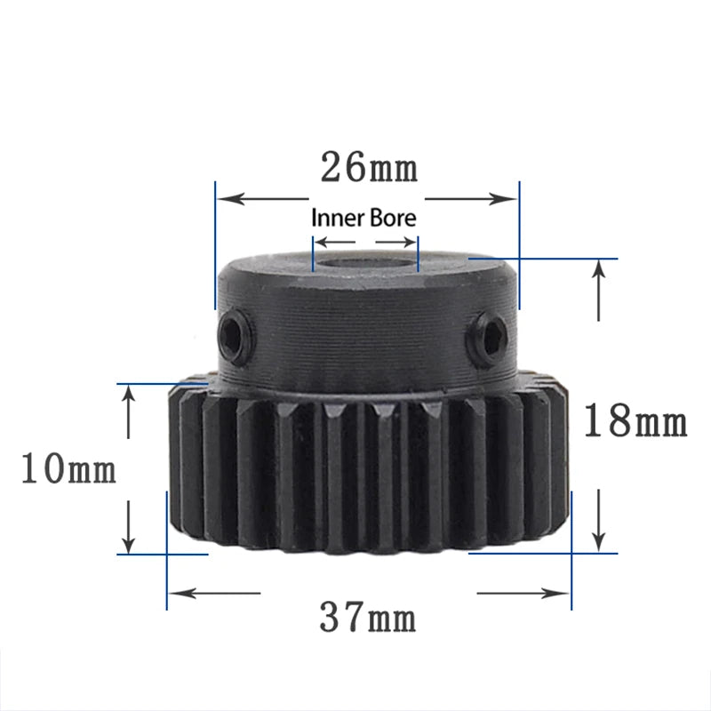 Mod 1 Steel 45# Spur Pinion Gear 10-39 Teeth Motor Gear 4-20mm Bore With Screw