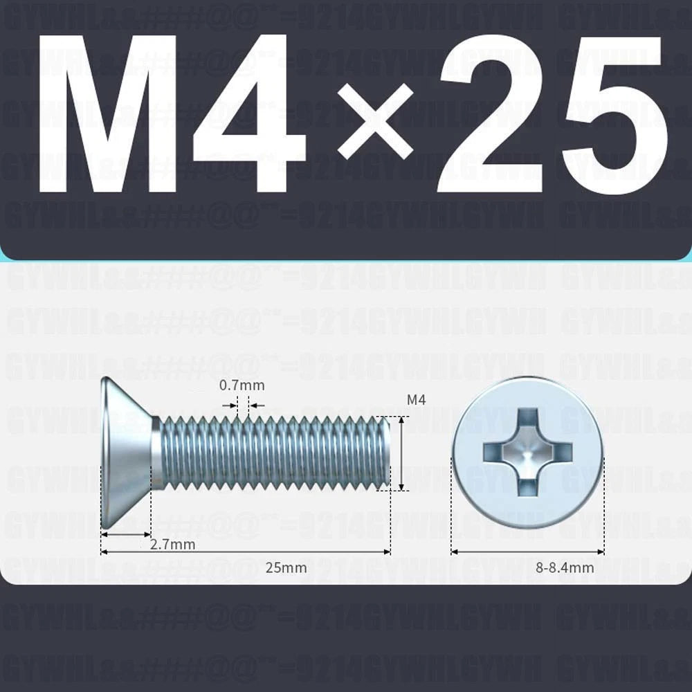 M3–M12 Zinc Plated Phillips Countersunk Machine Screws DIN 965 | Flat Head Bolts