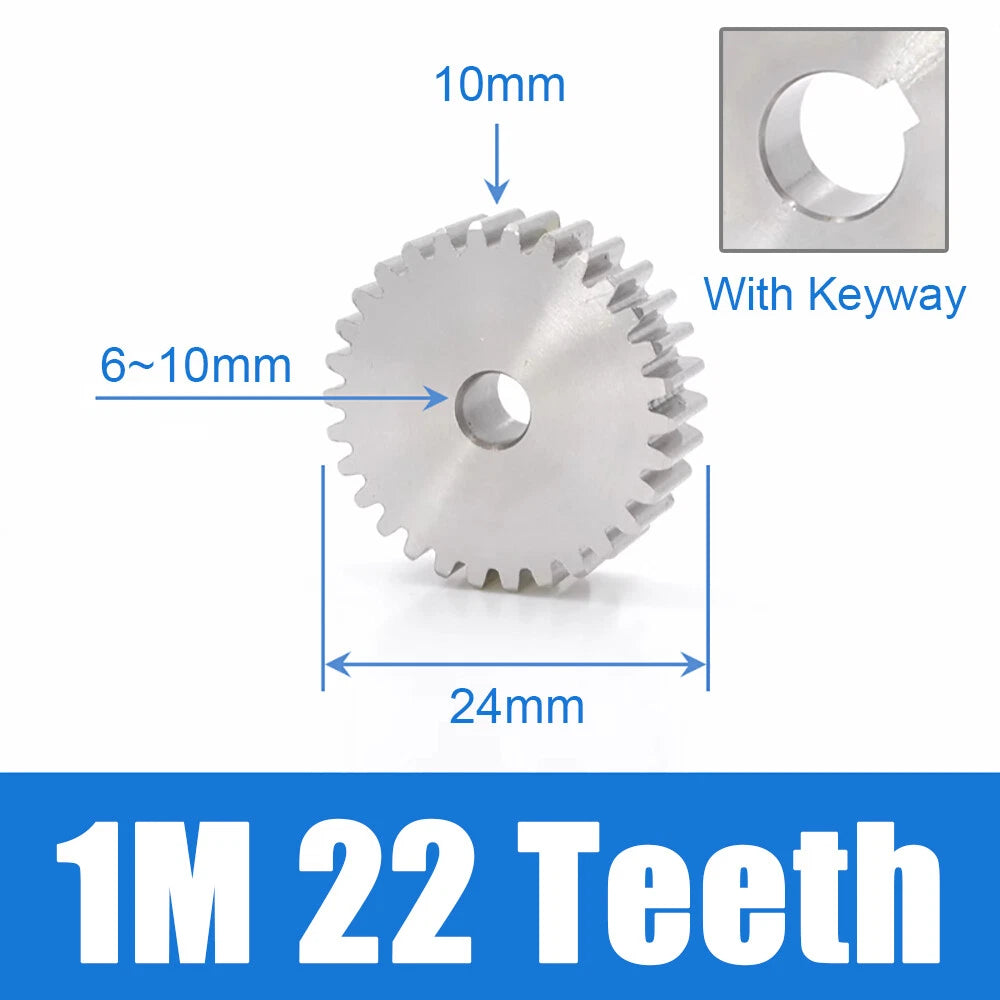 1/1.5/2 Mod 12~120 Teeth, Flat Gear Cylindrical Gear, Spur Gears Stainless Steel