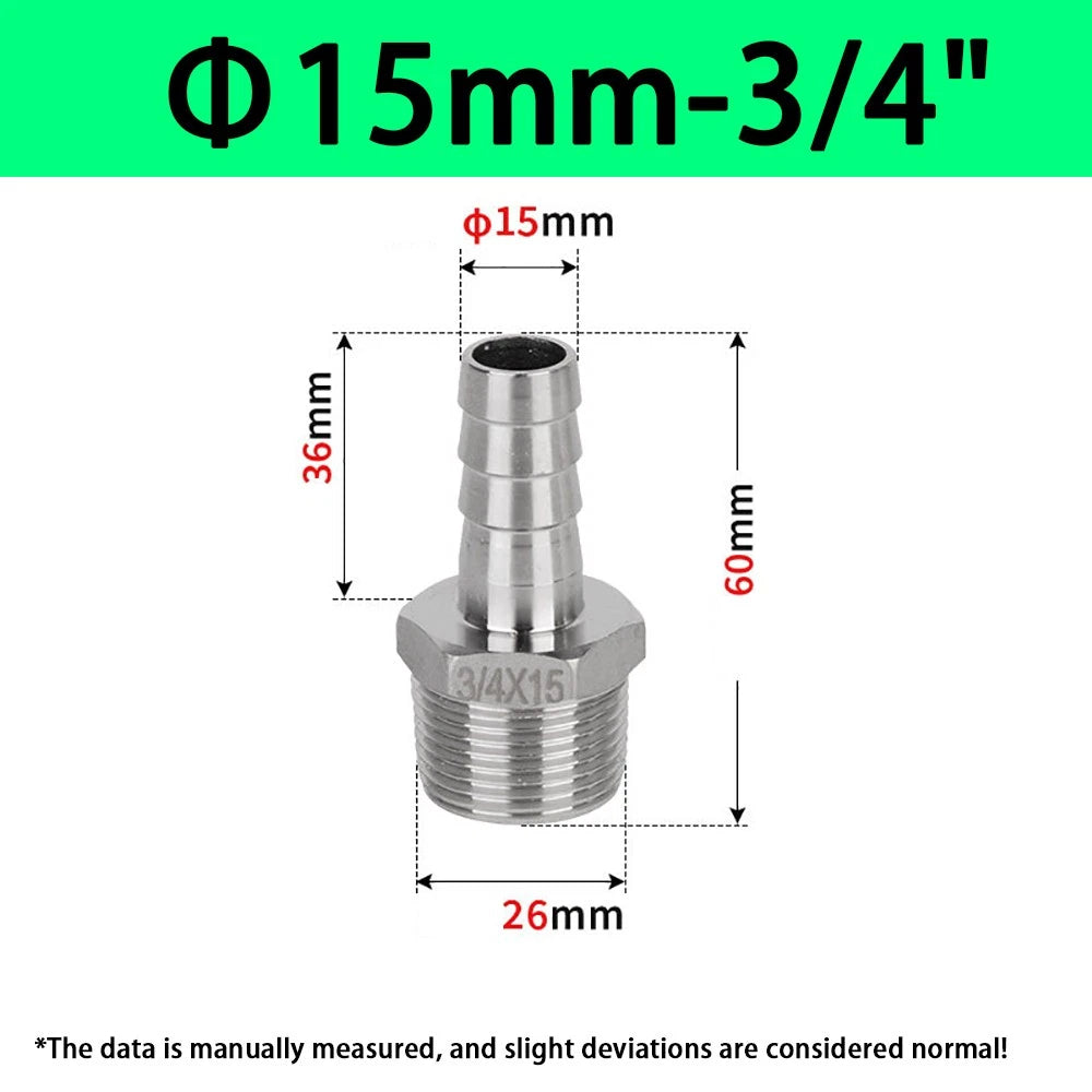 Male NPT Hose Barb Adapter Fittings – 316L Stainless Steel