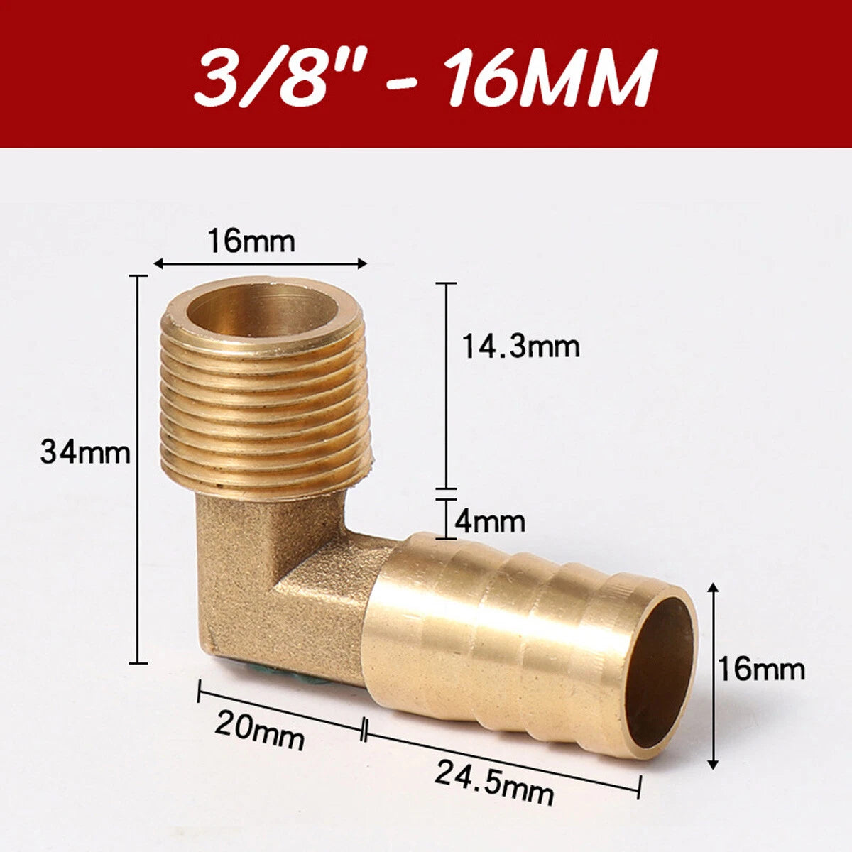 Brass 90° Elbow Barbed Hose Tail Fitting — Male & Female NPT Thread, Air Water