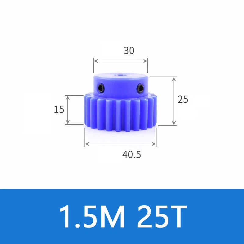 Blue Nylon Spur Gears 1/1.5/2/3Mod Transmission Gear 12-60T With Step Motor Gear