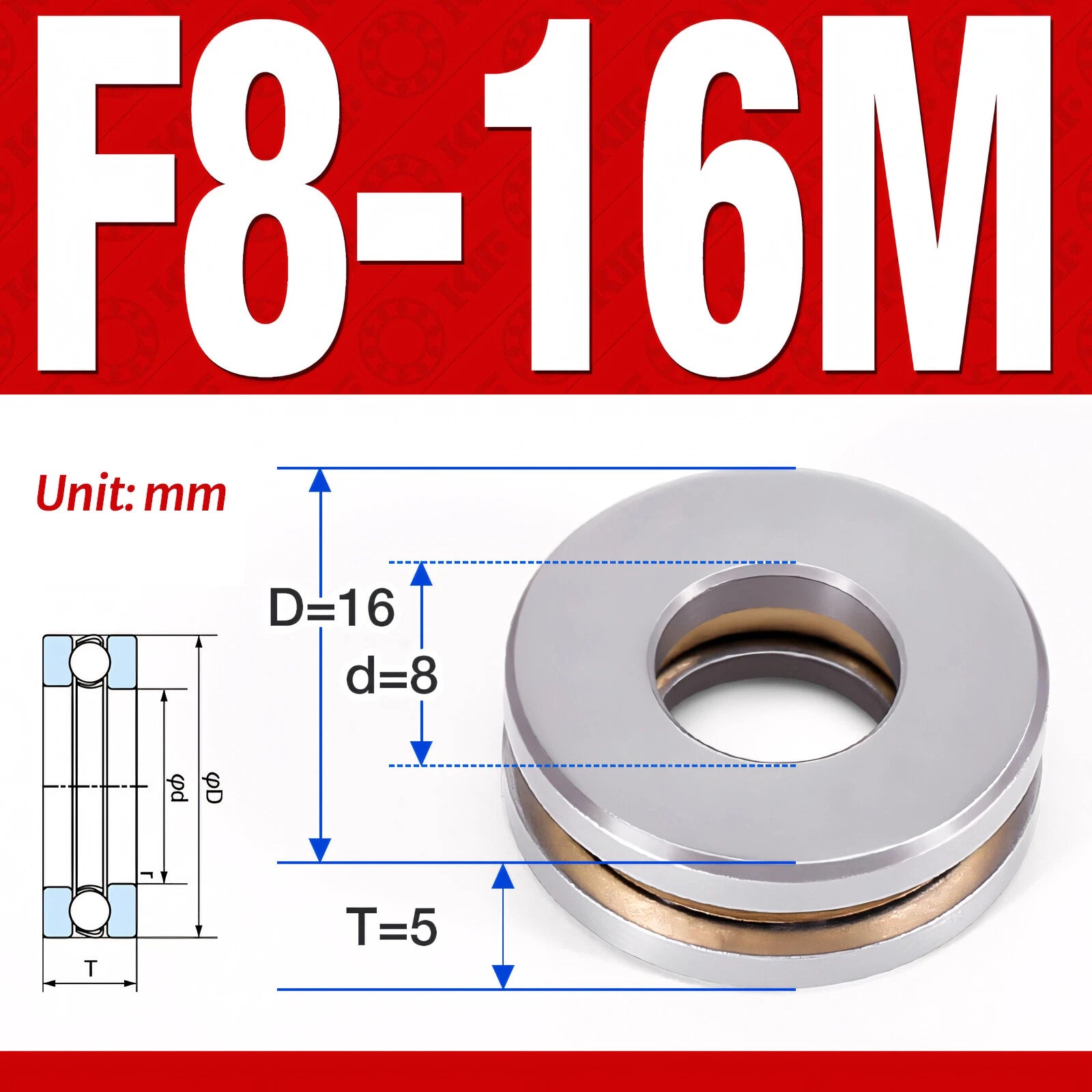 Plane Axial Ball Bearing Thrust Bearings F2-6M - F13-22M- 51100 - 51413 Series
