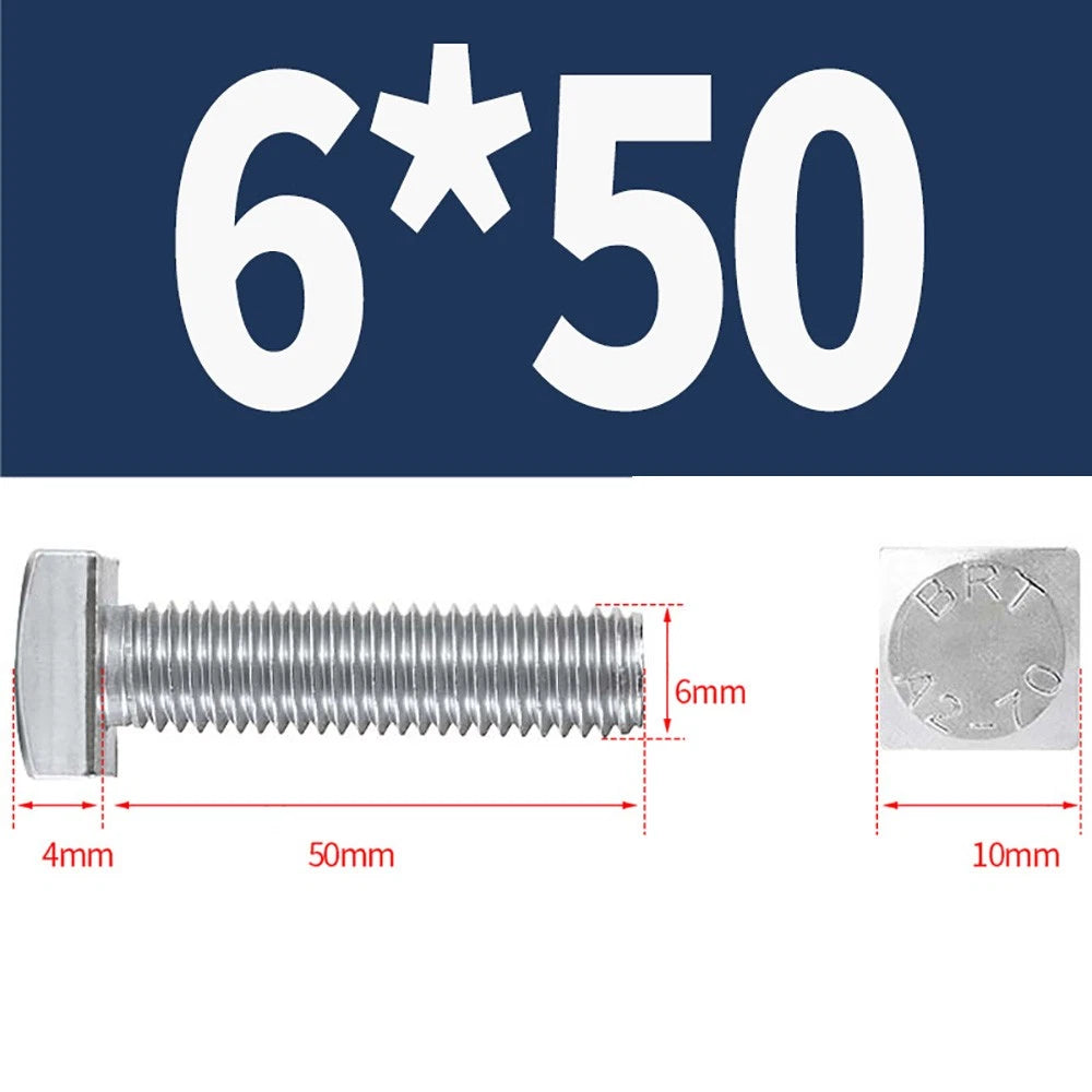 M4 M5 M6 Square Head Bolts Full Threaded – A2 304 Stainless Steel