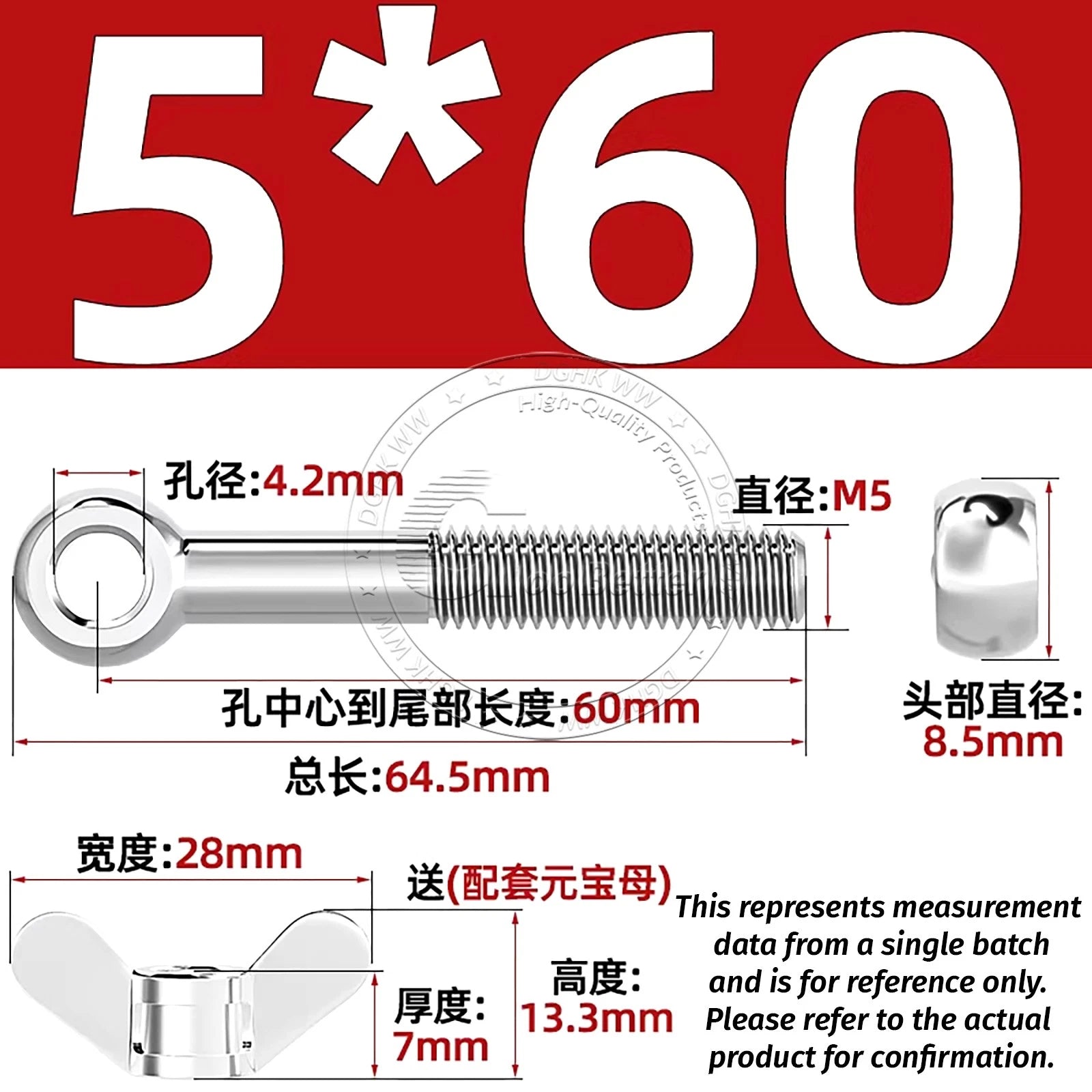Eye Bolts with Nut — Forged Stainless Steel Threaded Ring Hanging Screws