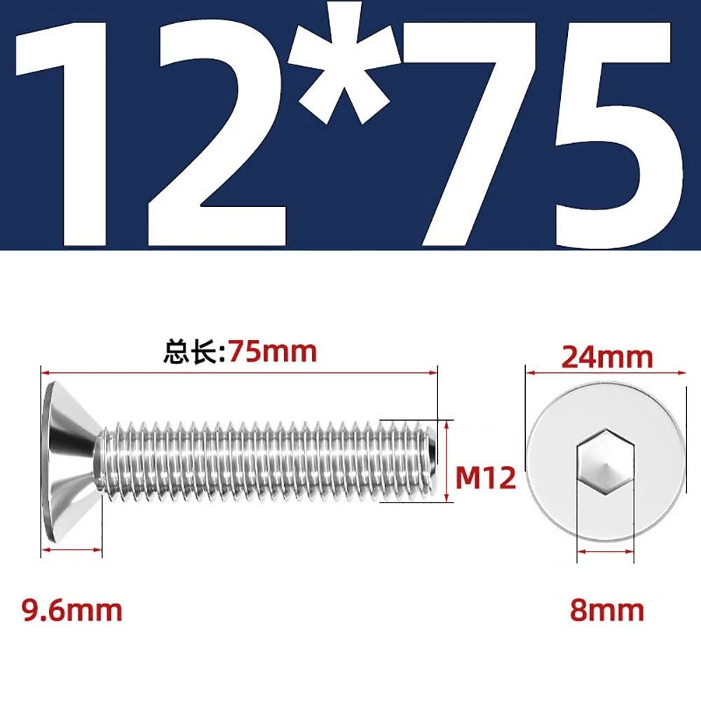 Countersunk Hex Socket Screws – A2 Stainless Steel, M2 to M16, DIN 7991, Fully Threaded