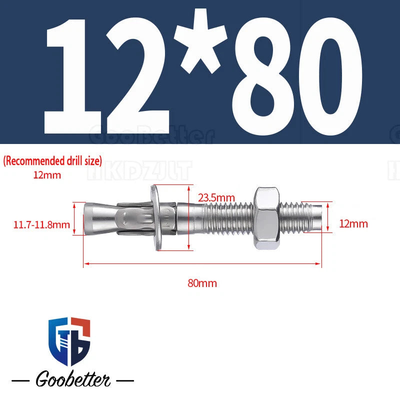 Stainless Steel Through Anchor Bolts — M6 M8 M10 M12 M16 Expansion Bolt