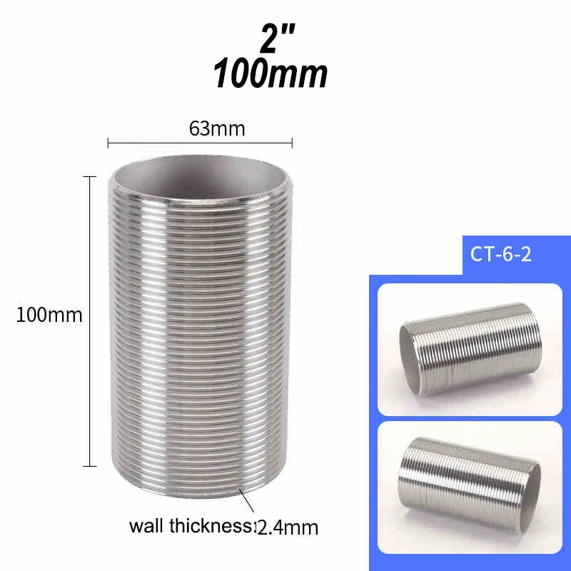 Male Thread Stud Rod A2 Stainless Steel Connector Pipe Fitting — 1/4" to 2"