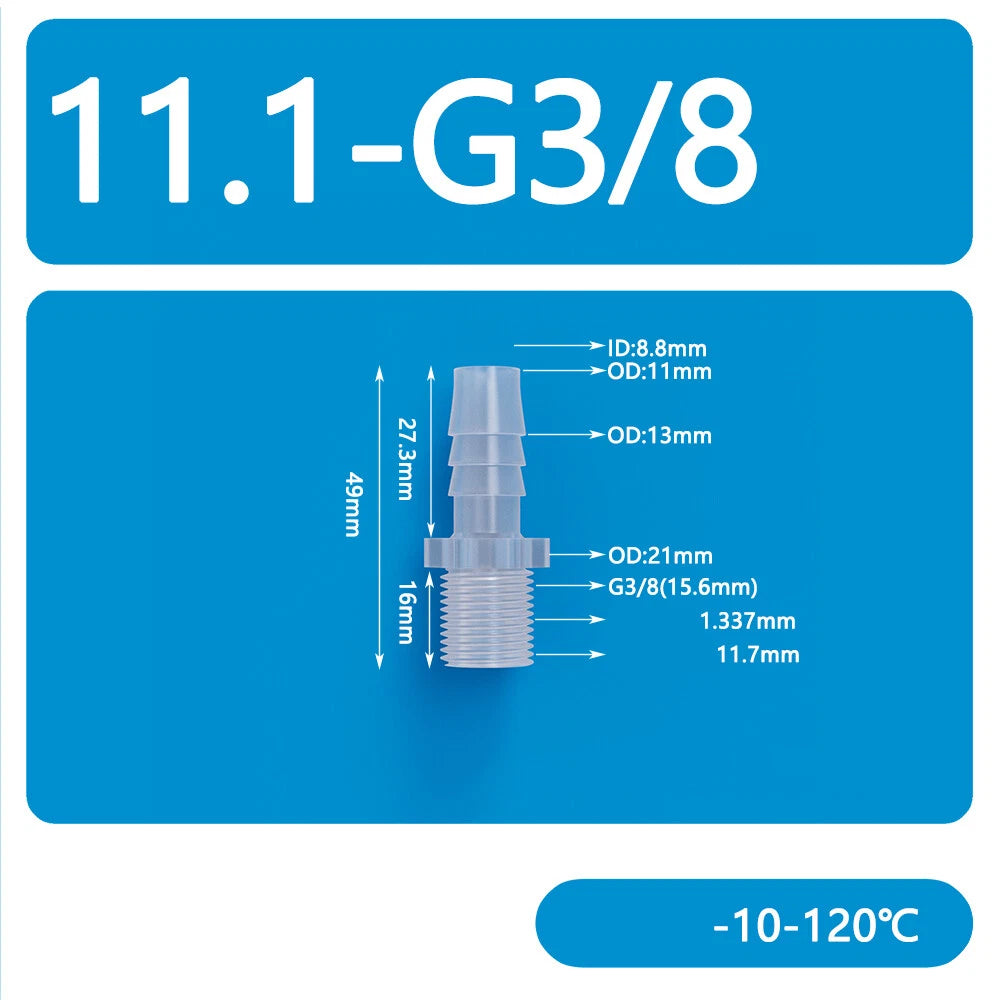 BSP Metric Male Thread Plastic Hose Connector — Straight Barbed Joiner (PP/PE, 1/8" to 3/4")