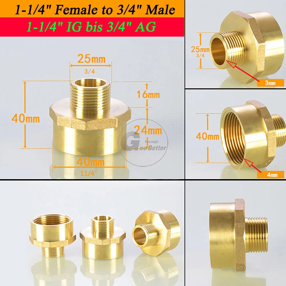 BSPT Reducing Adapter Fittings — Brass Female to Male, 1/8" to 2"