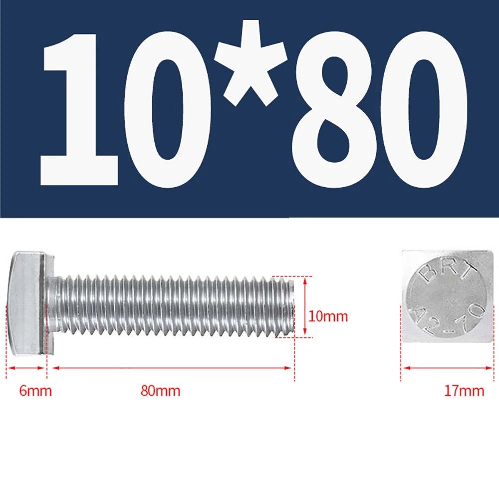 M8 M10 M12 Square Head Bolts Full Threaded 304 Stainless Steel 12–100mm - HomeDIYer