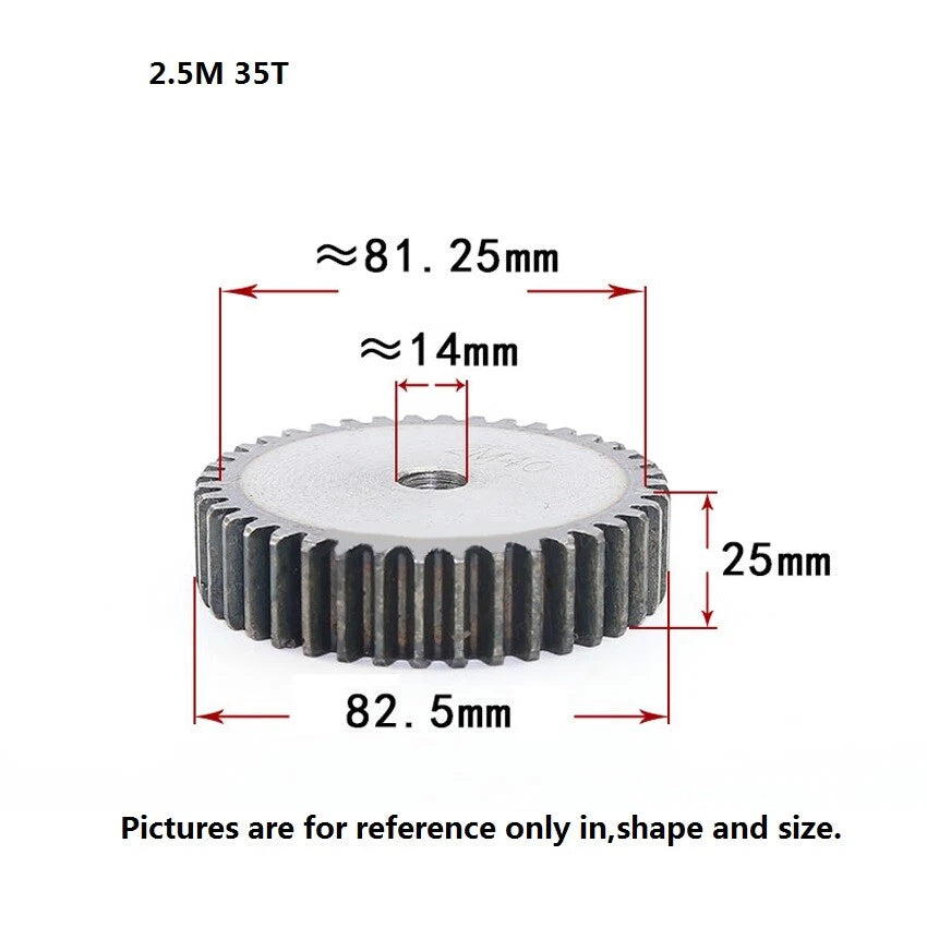 2.5 Mod 12T-75T Spur Gears pitch 7.85mm 45# Steel Pinion Motor Gear Thick 25mm