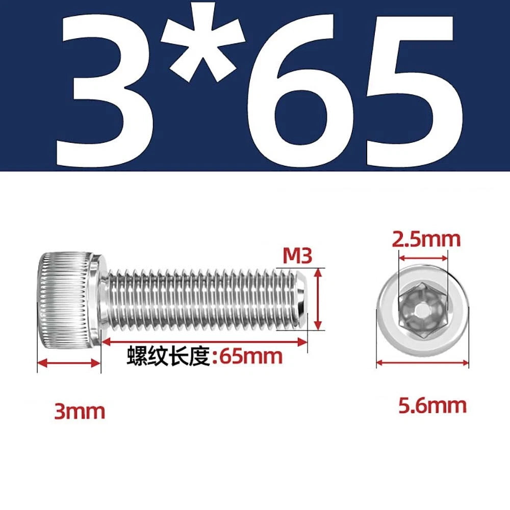 M3 M4 M5 Socket Head Cap Screws – A2 Stainless Steel, High Strength & Corrosion Resistant