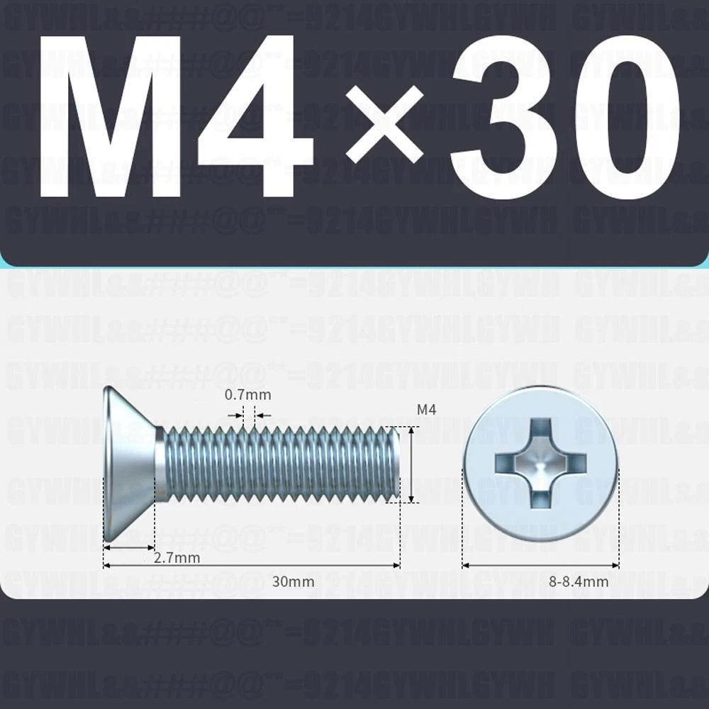 M3–M12 Zinc Plated Phillips Countersunk Machine Screws DIN 965 | Flat Head Bolts