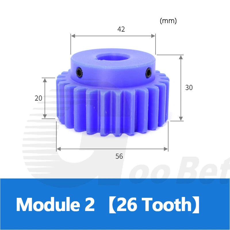 Nylon Mod 2 Spur Gear 12-30 Tooth with Step Pinion Motor Gear Bore 8mm-25mm Blue