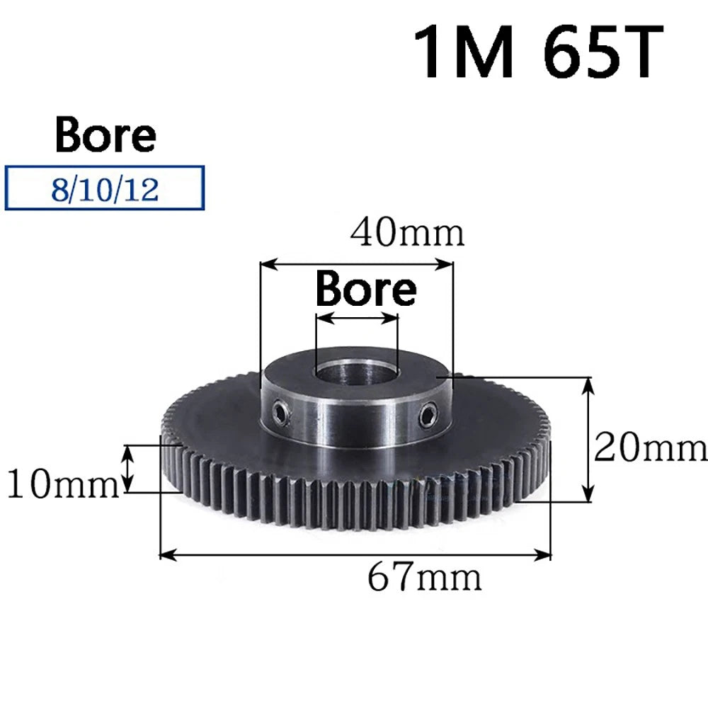 1 Mod 10T-100T Precision Spur Pinion Gear With Step 45# Steel Motor Gear x 1Pcs