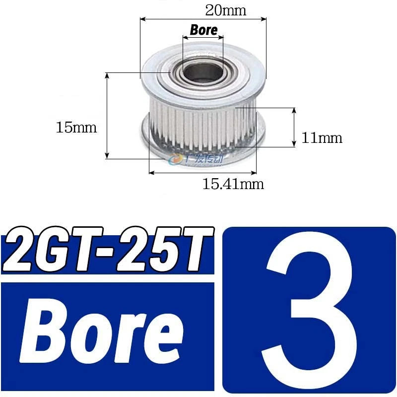 GT2 Timing Belt Pulley 16-100 Teeth 6-10mm Teeth Width Bore 3mm-25mm For 3D