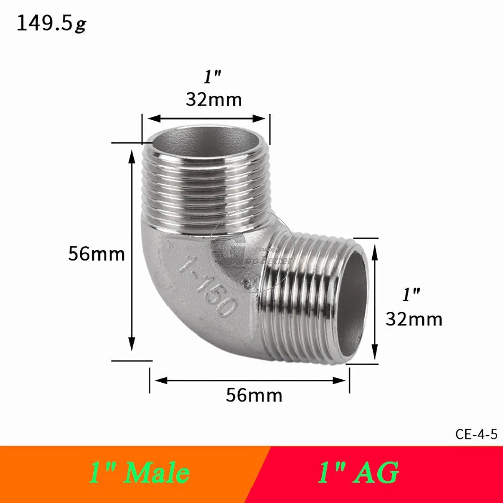 A2 Stainless Steel BSP Reducer Elbow Pipe Fittings | 1/8" to 4" Male Female